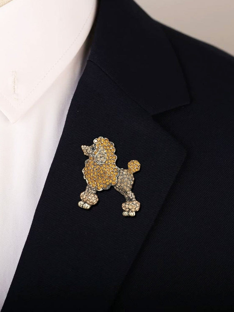 Vintage Alloy Rhinestone Poodle Brooch