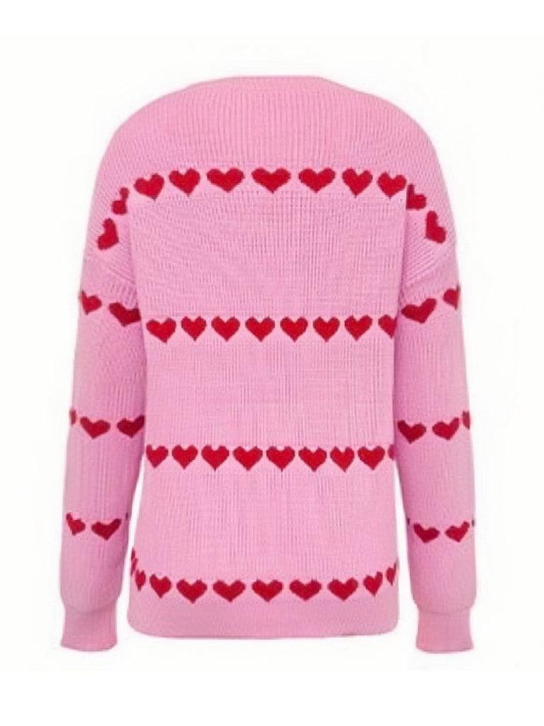 1940s Valentine's Day Heart Knitted Sweater