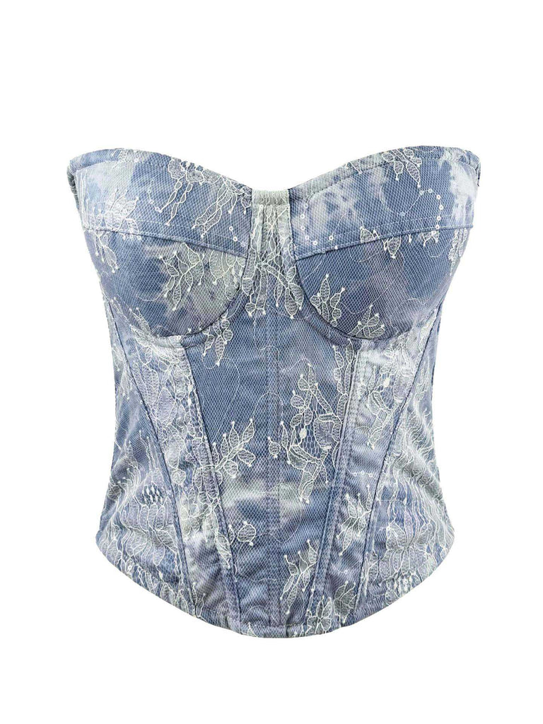1950s Slip Denim Lace Corset Top