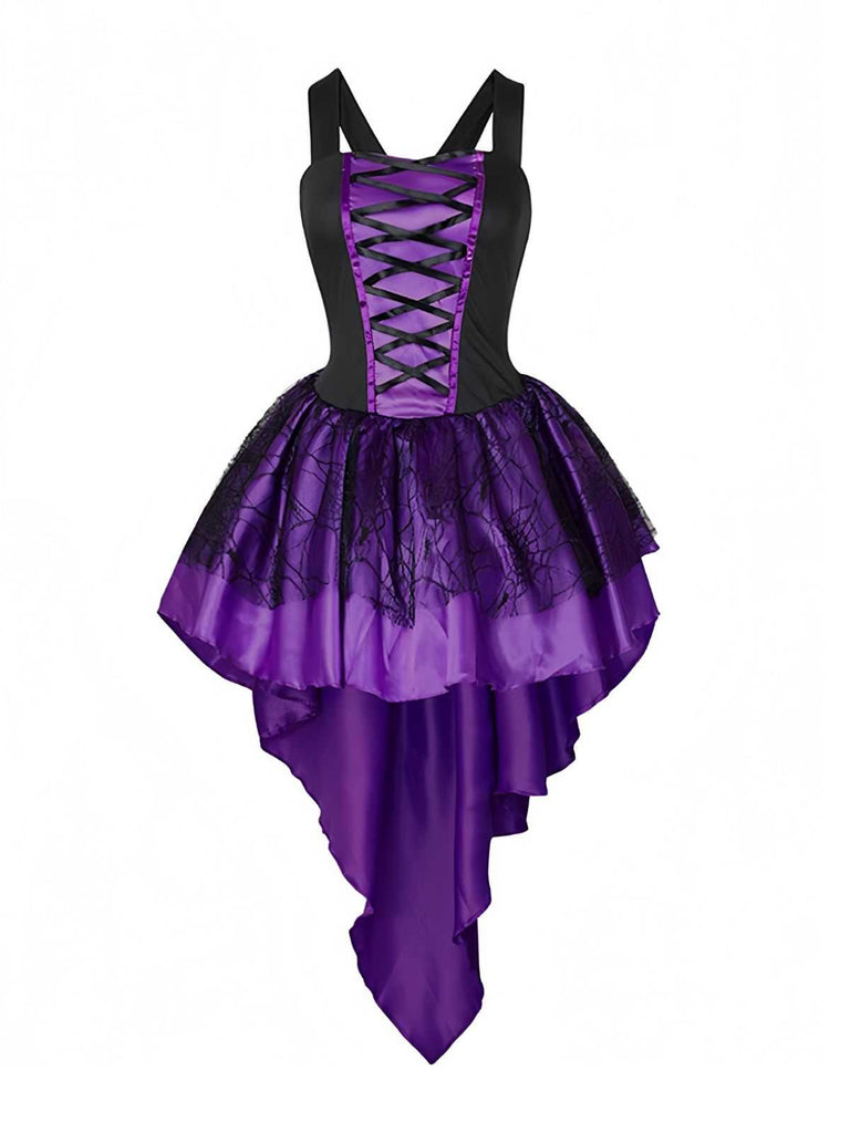 1970s Halloween Spiderweb Lace Witch Costume Set
