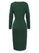 1960s V-Neck Ribbed Knit Button Bodycon Dress