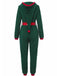 Green 1970s Christmas Sherpa Hooded Jumpsuit Pajama