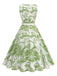 1950s Porcelain Landscape Sleeveless Belted Dress