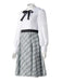 Grey 1940s Peter Pan Collar Bow Plaid Dress