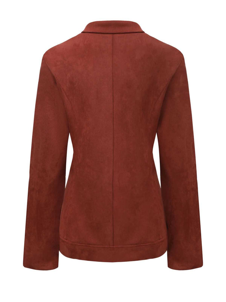 1940s Lapel Suede Pocket Blazer