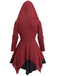Red 1980s Asymmetrical Hem Gothic Hooded Jacket