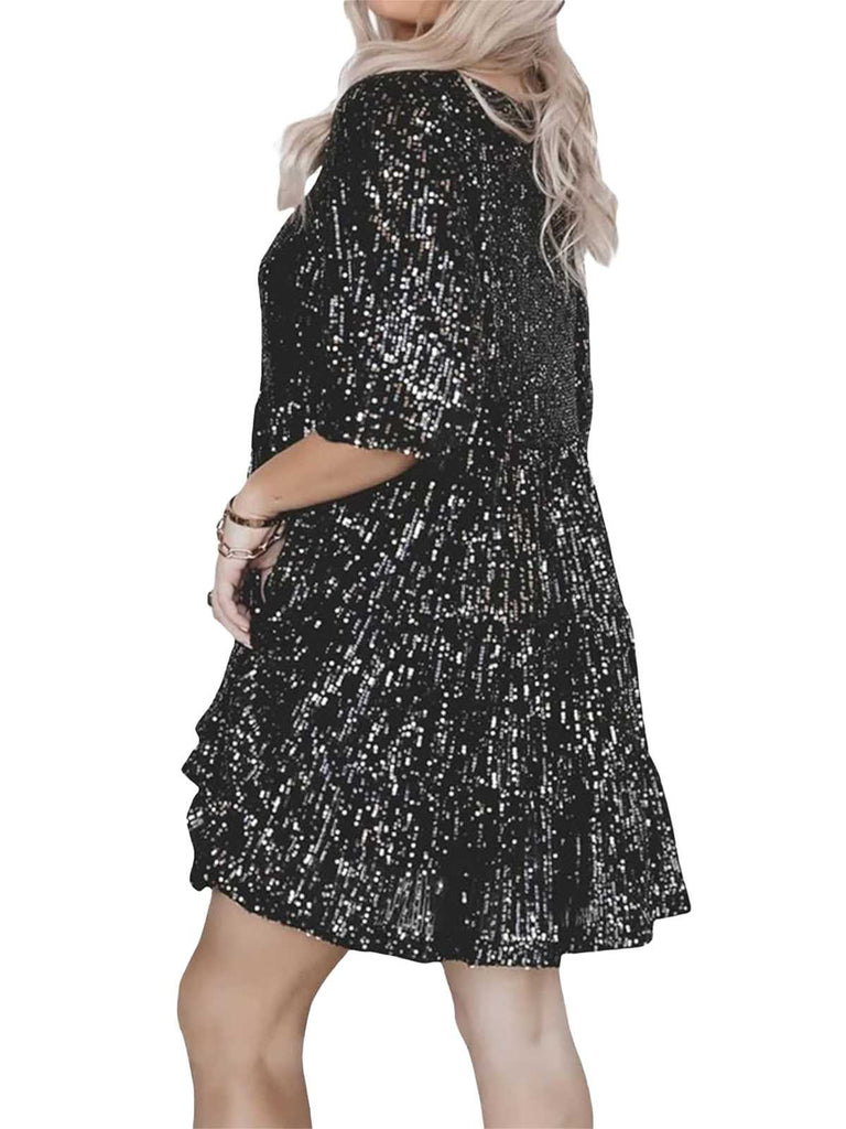 1960s Sequin Tiered Babydoll Dress