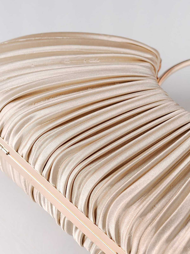 Pleated Ring-Handle Evening Bag