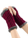 Winter Faux Fur Trim Knit Fingerless Gloves