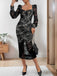 Black 1960s Square Neck Lace Bodycon Dress
