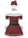 Red 1960s Off-Shoulder Plaid Christmas Dress Set