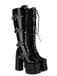 Black Star Button Gothic Platform High Heels Boots