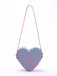 Vintage Denim Letter Embroidered Sling Heart Bag