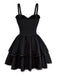 Black 1980s Gothic Layered Lace Slip Dress