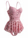 Pink 1930s Slip Roses Bow Lace Sleepwear