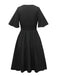 Black 1940s Embroidery Boho V-Neck Dress