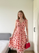 Pink 1950s Strawberry Mesh Swing Dress