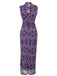 Purple 1930s Rose Flocked Neo-Chinese Dress