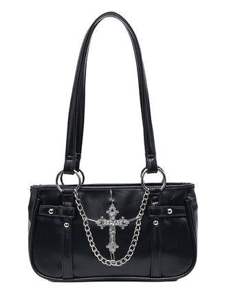 Vintage Black Cross Chain Shoulder Bag