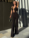 Black 1980s 3D Rose Hollow Halter Jumpsuit