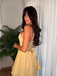Yellow 1950s Textured Sweetheart Spaghetti Strap Swing Dress
