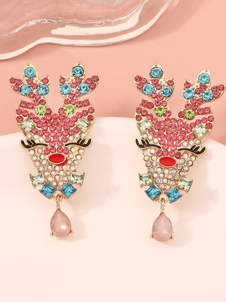 Christmas Deer Rhinestone Earrings