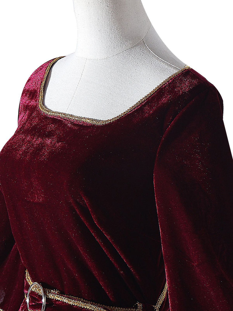 Wine Red 1930s Tangled Mother Gothel Velvet Dress
