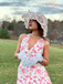 Pink 1950s Floral V-Neck Dress