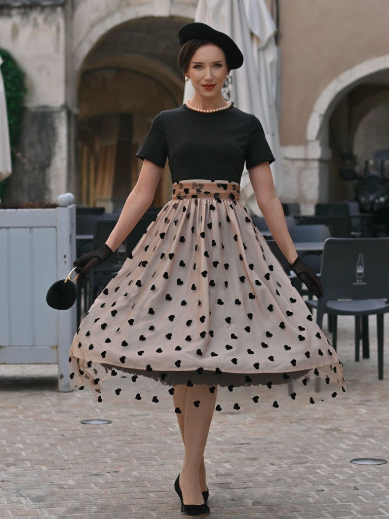 Black 1950s Polka Dot Swing Vintage Dress