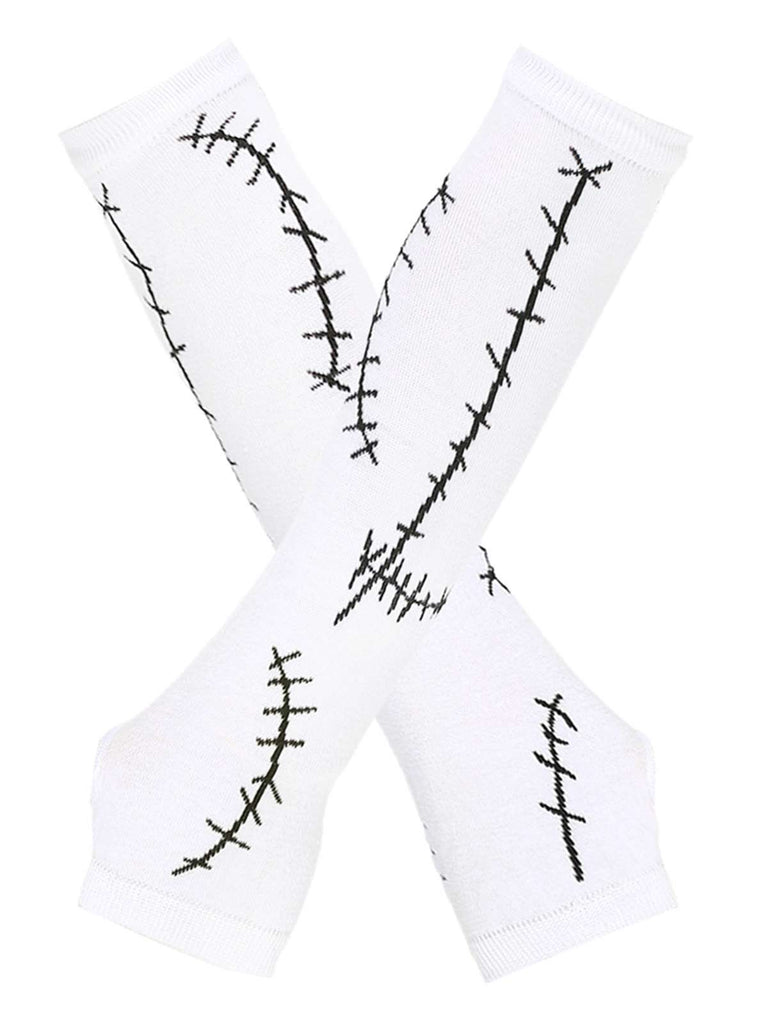 Halloween Stitched Print Fingerless Gloves & Socks