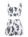 2PCS White 1970s Glowing Halloween Spider Flannel Pajama Set