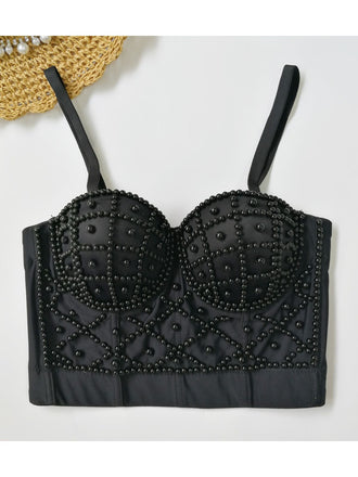 1980sย Pearl Solid Fishbone Camisole Corset