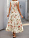 1970s V-Neck Boho Roses Tiered Dress