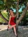 Red 1980s Velvet Corset Ruched Sweetheart Mini Dress