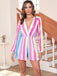 1980s Colorful Striped Sequined V-Neck Romper