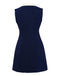 Dark Blue 1960s Contrast Raw Cuffs Buttons Dress
