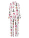 White 1940s Christmas Candy Canes Pajama Set