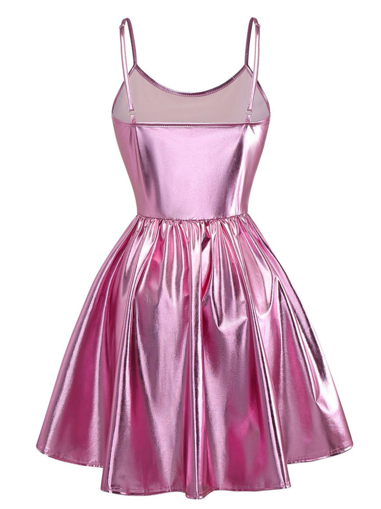 1980s Metallic Spaghetti Strap Party Dress