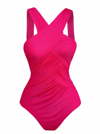 1940s Solid Knot Wrapped One-Piece Swimsuit