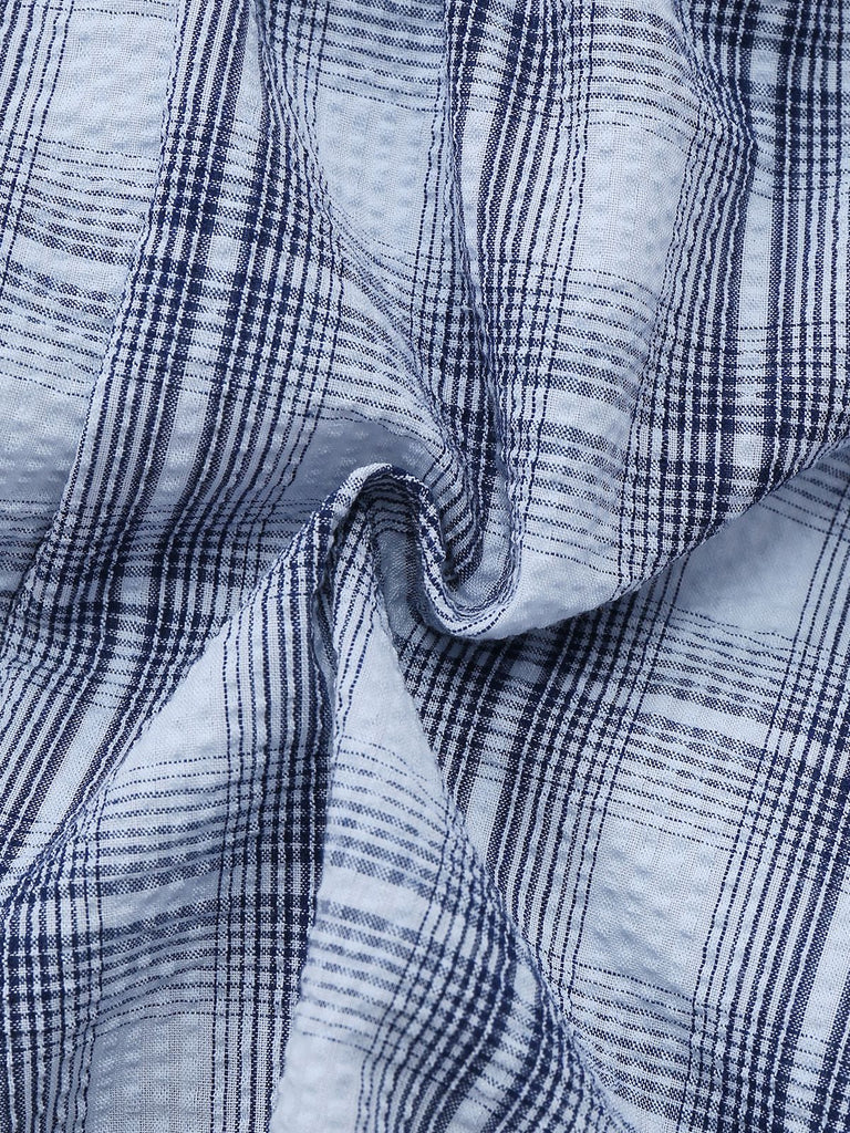 Close-up of blue and white checkered fabric