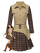 [Pre-Sale] 2PCS Khaki & Brown 1960s Plaid Patchwork Jacket & Pleated Skirt