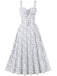 1940s Floral Lace-Up Wide Strap Dress