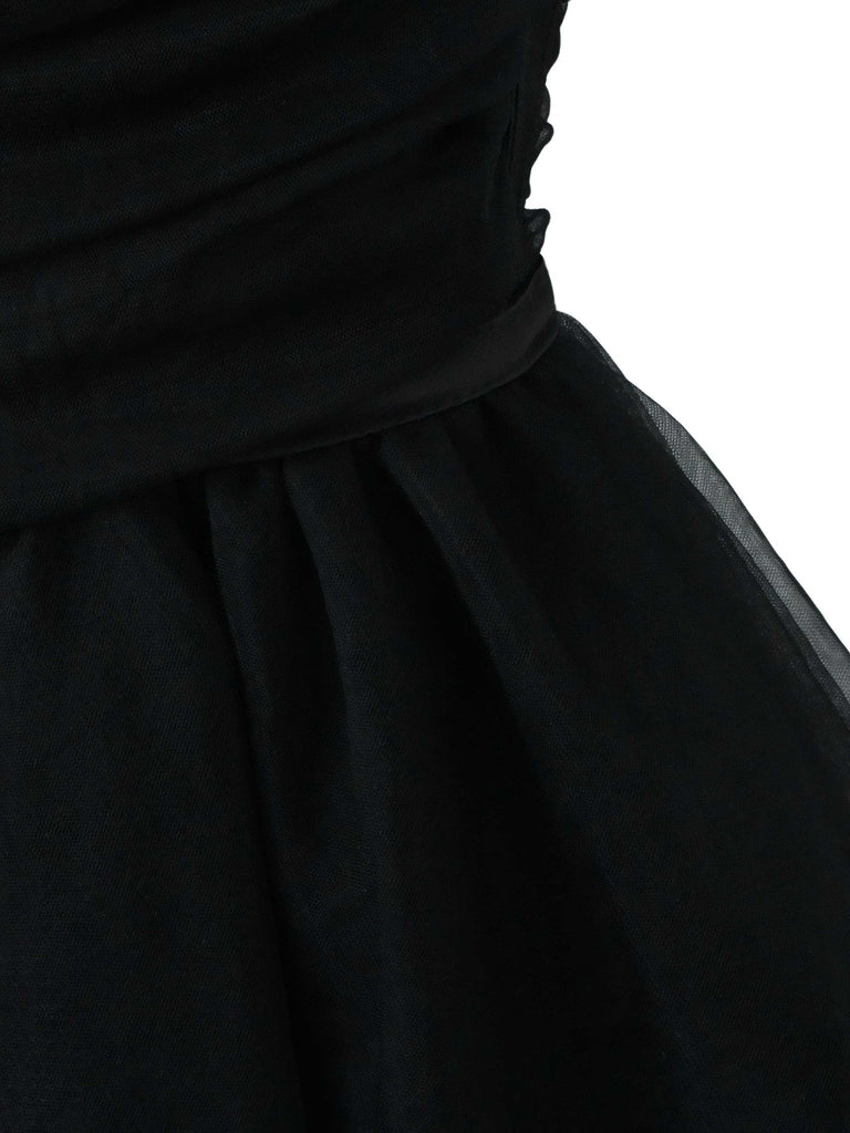 1970s Spaghetti Strap Bow Tulle Dress