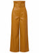 1940s High-Waist Metal Belt PU Leather Wide-Leg Pants