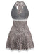 1960s Leopard Print Lace Trim Halter Nightgown