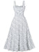 1940s Floral Lace-Up Wide Strap Dress