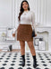 [Plus Size] Brown 1960s Pockets Solid Skirt