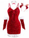 Red 1960s Christmas Sequined Twisted Dress Set