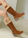 Winter Faux Suede Block Heel Snow Boots