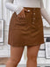 [Plus Size] Brown 1960s Pockets Solid Skirt